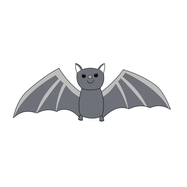 Pipistrello Carino Halloween Tema Dei Cartoni Animati Vettoriale Isolato Sfondo — Vettoriale Stock