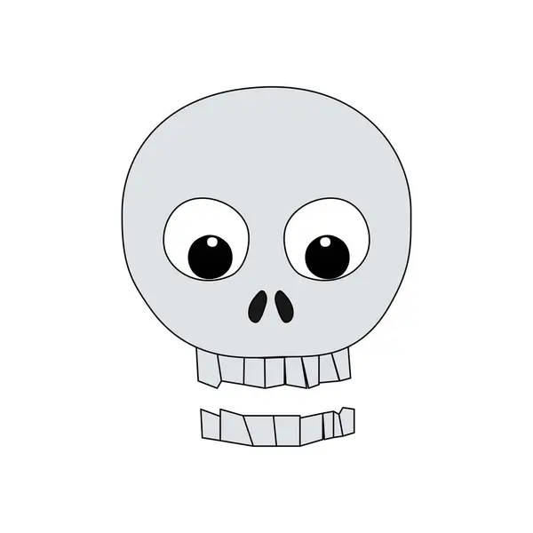 Shocked Skull Cute Halloween Cartoon Theme Vector Isolated White Background — Stock Vector