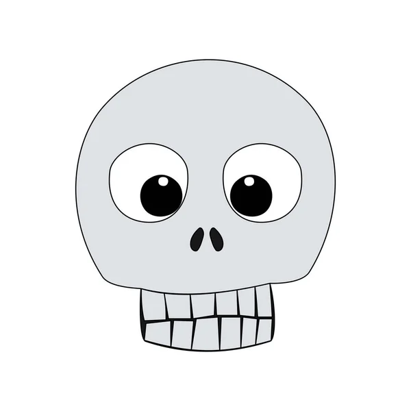 Lebka Roztomilé Halloween Cartoon Téma Vektor Izolované Bílém Pozadí — Stockový vektor