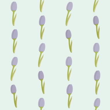 Yeşil zemin üzerinde pürüzsüz bir lale deseni. Yumuşak şekilli çiçek kavramı, 3 boyutlu illüstrasyon.