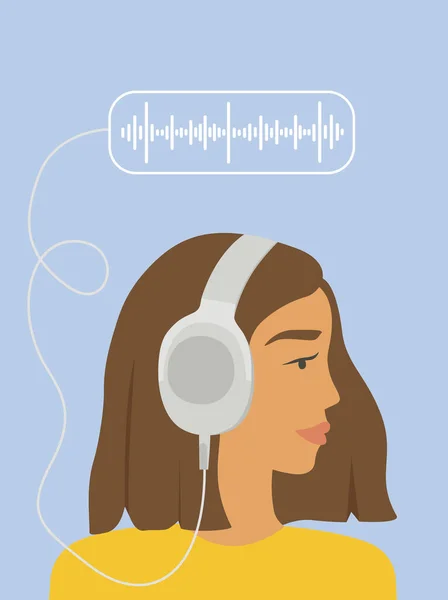 Folk Lyssnar Ljud Hörlurar Podcast App Smartphone Podcaster Talar Mikrofon — Stock vektor