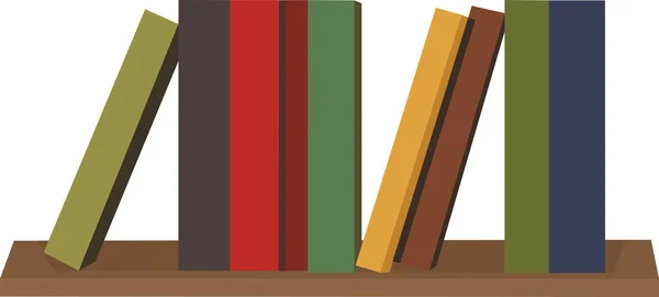 Books Wood Shelf Bookshelf Interiors Cartoon Style Vector Illustration Isolated — Stock Vector