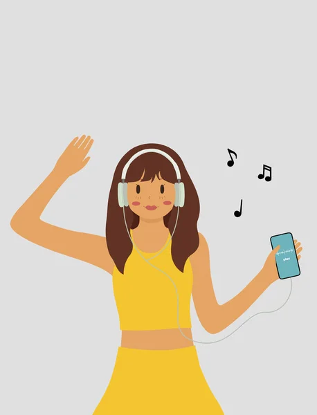 Gente Escucha Sonido Los Auriculares Aplicación Podcast Teléfono Inteligente Podcaster — Vector de stock