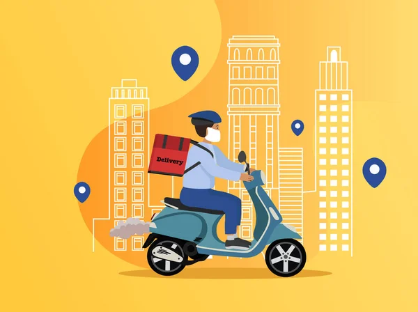Kovid Quarantine City Concept Online Delivery Tracking Online Orders Home — Vector de stock