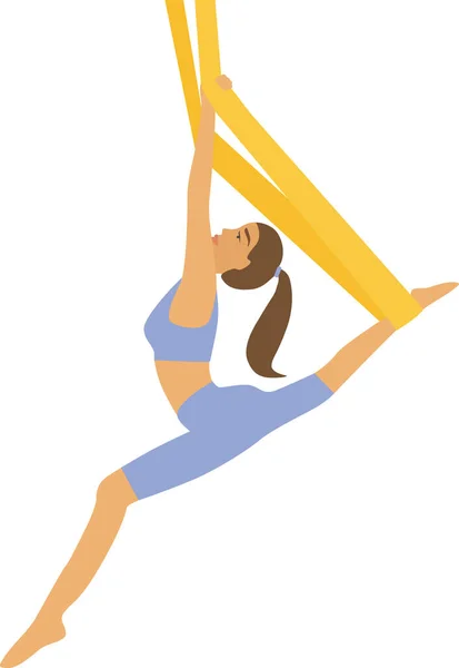 Doet Yoga Hangmatten Uitrekken Oefeningen Omgekeerde Yoga Poseren Een Hangmat — Stockvector