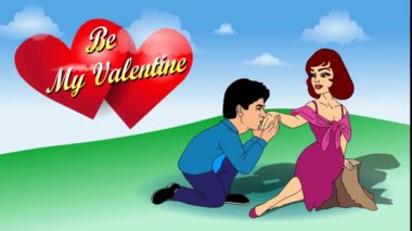 Valentine's day card with couple in love, vector illustration - Be My Valentine - I Love You - Valentine Day