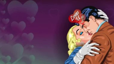 Couple in love, man and woman in love. Vector illustration. Loves You - Happy Valentine's Day