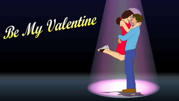 Молодята Танцюють Нічному Клубі Векторна Ілюстрація Будьте Моїм Валентином Люблю — стокове відео