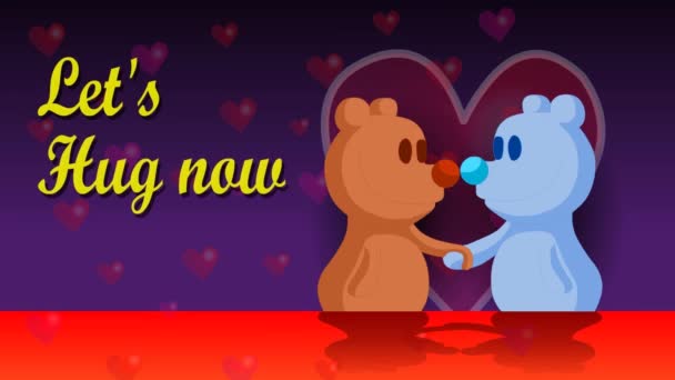 Illustration Valentines Day Greeting Card Teddy Bear Lets Hug Now — Stockvideo