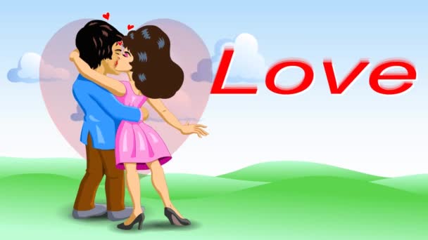 Verliefd Stel Valentijnsdag Vector Illustratie Liefde — Stockvideo