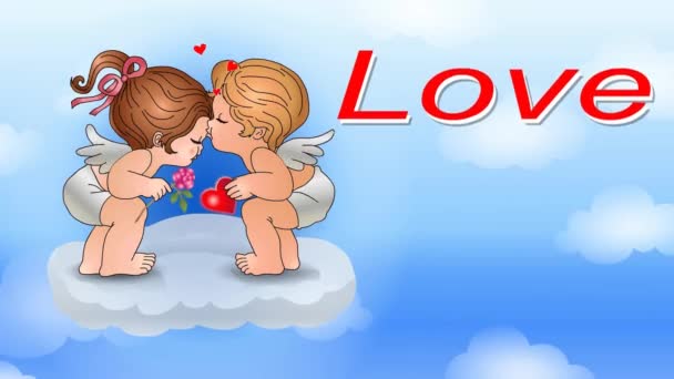 Dia Dos Namorados Cartão Saudação Com Cupido Coração Dia Dos — Vídeo de Stock