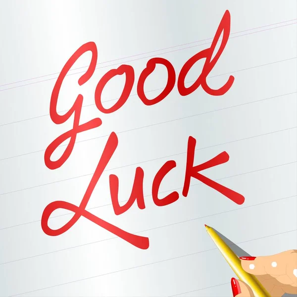 Good Luck - Good luck card. Beautiful greeting banner poster calligraphy inscription red text word. Hand drawn design elements. Handwritten modern brush lettering white background isolated vector