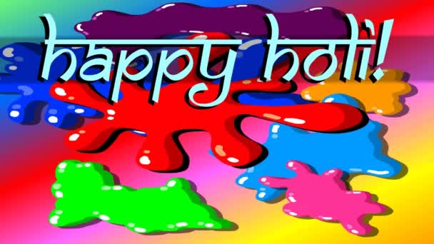 かわいい面白い男の子 祝ホリ インドの色の祭り ベクターイラスト — ストック動画