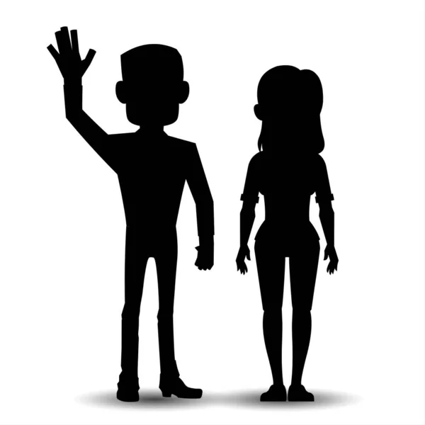 Vektorsilhouette Eines Mannes Und Einer Frau Auf Weißem Hintergrund — Stockfoto