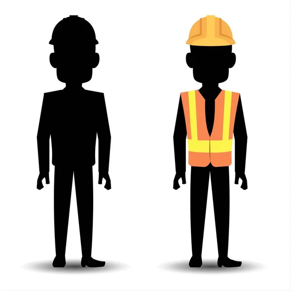 Silhouette Construction Worker White Background Vector Illustration — Stock Photo, Image