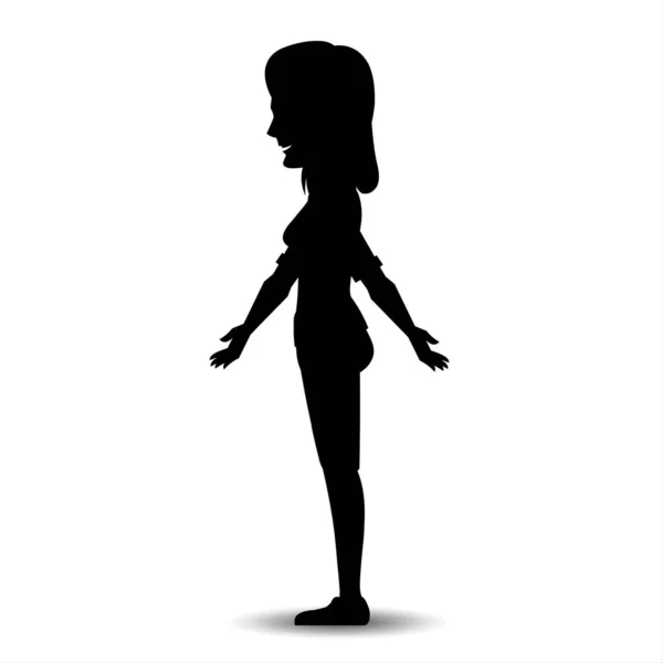 Vector Silhouette Woman White Background — Stock Photo, Image