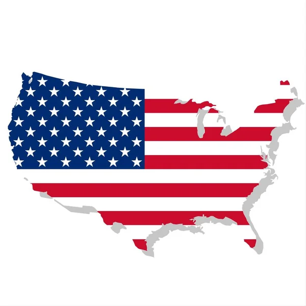 美利坚合众国国旗地图 矢量说明 — 图库照片