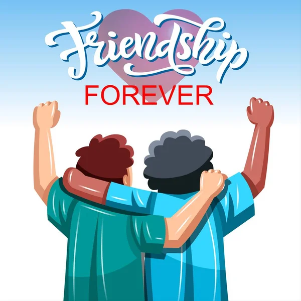 Friendship Forever Vector Illustration Two Young Men Hugging Each Other — стоковое фото
