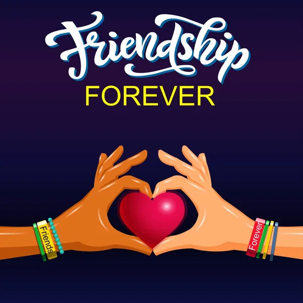Friendship Forever Hand Gesture Friendship Friendship Day Greeting Card Hands — Stockfoto