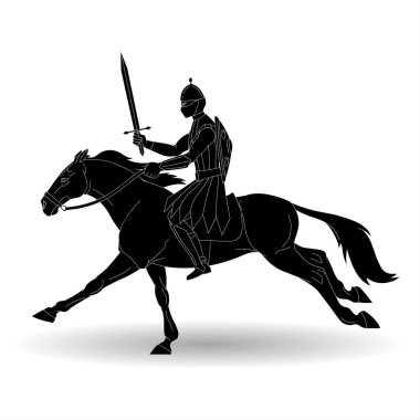 At sırtında kılıç taşıyan şövalye Vektör İllüzyonu