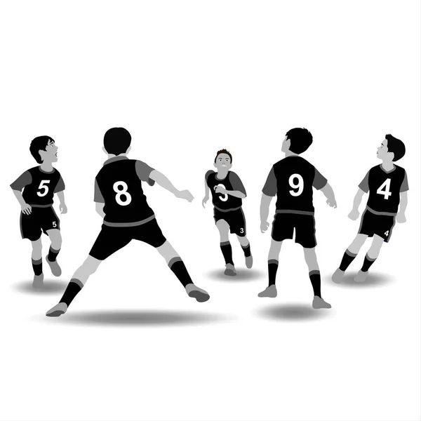 Futbolcular beyaz arka planda siluetler. Görüntü.