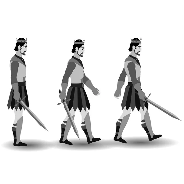 Βίκινγκ Πολεμιστής Σπαθί Λευκό Φόντο Vector Illustration — Φωτογραφία Αρχείου
