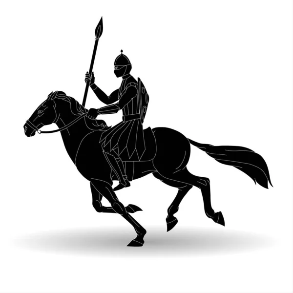 Cavaleiro Montando Com Lança Cavalo Volta Ilustração Vetorial — Fotografia de Stock