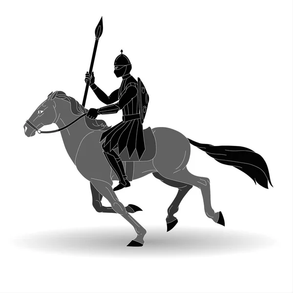 Cavaleiro Montando Com Lança Cavalo Volta Cavaleiro Cavalo Ilustração Vetorial — Fotografia de Stock