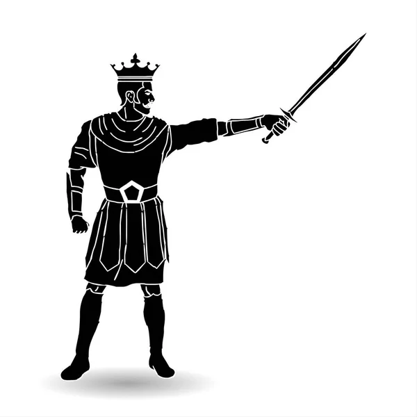 Cavaleiro Medieval Armado Com Uma Espada Preto Branco — Fotografia de Stock