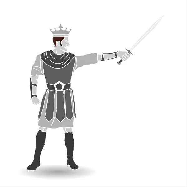 Cavaliere Medievale Armatura Con Spada Corona Illustrazione Vettoriale — Foto Stock