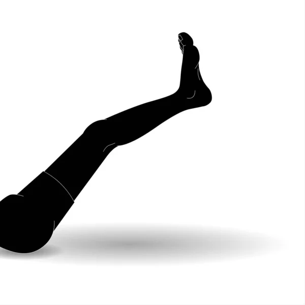 一个躺在地板上的年轻人的腿的图解 健美与锻炼 一个男人在做运动 腿抬起来了做腹肌和腿的运动体形适合减肥 — 图库照片