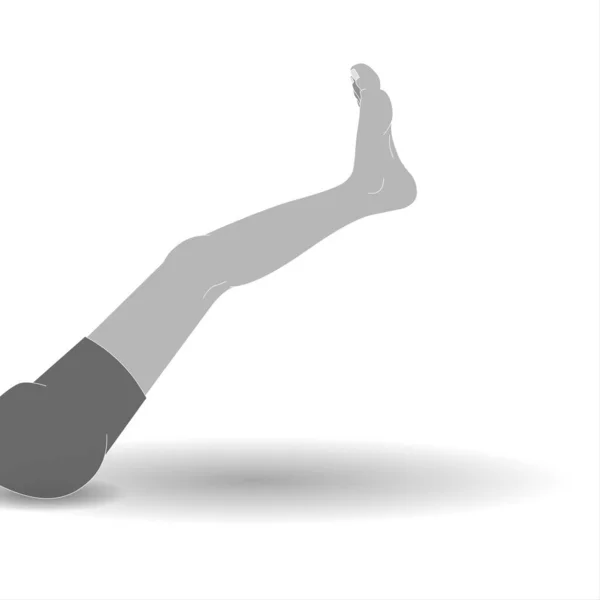 床に横になっている若い男の足のイラスト フィットネス アンド ワークアウト 男が運動をしている 脚が上がった 腹筋や足のためのワークアウト 減量のためのフィットネス — ストック写真
