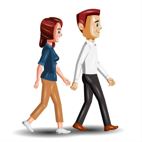 Couple walking. Vector illustration of a man and a woman walking.
