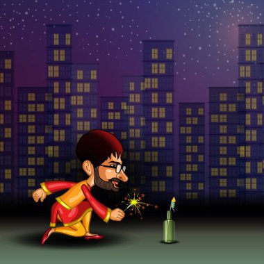Işık Festivali için Diwali Arkaplanı elementlerinin gösterimi.