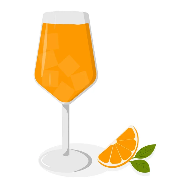 オレンジジュースと葉のガラス — ストックベクタ