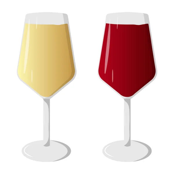 2杯のワイン 赤ワインと白ワイン シャンパン — ストックベクタ