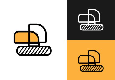Kazıcı. Kazı makinesi logosu. Taslak logo. Vektör illüstrasyonu
