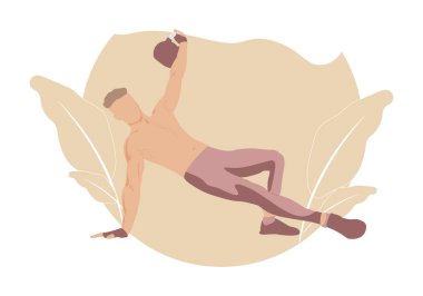 Adam fitness yapıyor. vektör illüstrasyonu