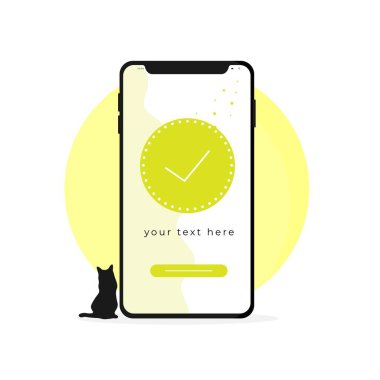 Bitti, işlem tamamlandı, akıllı telefon bildirim konsepti çizim düz tasarım vektörü