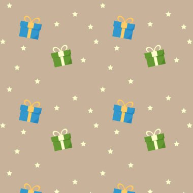 Hediye kutularıyla desen. Renkli kutular. Vektör çizimi. Şenlik deseni.
