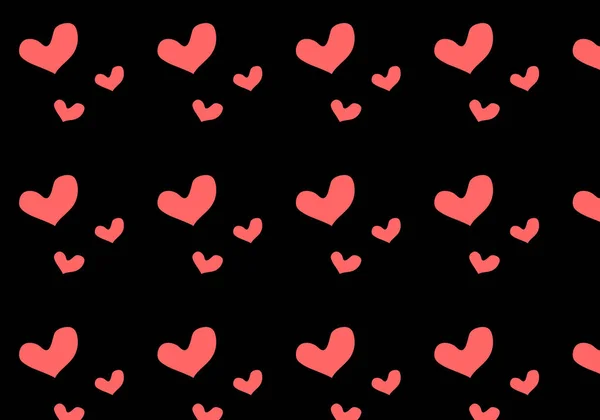 Черными Сердцами Черном Фоне День Святого Валентина — стоковый вектор
