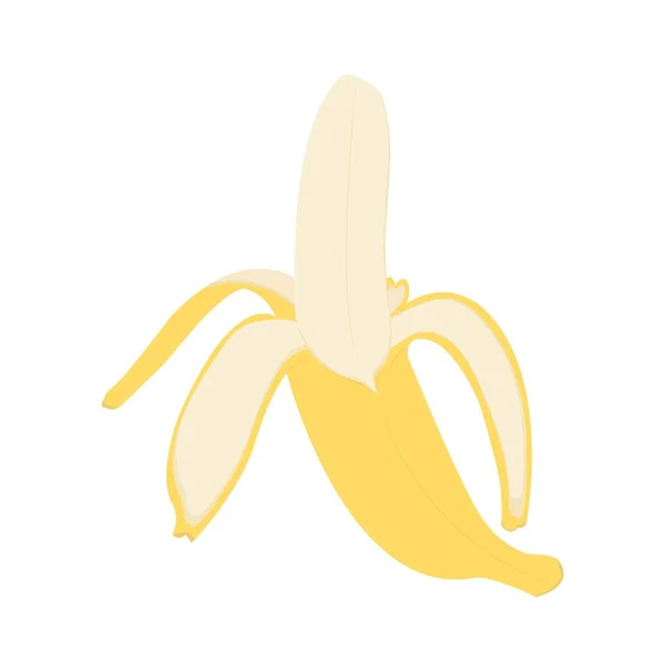 Une Banane Ouverte Fond Blanc Illustration Vectorielle — Image vectorielle