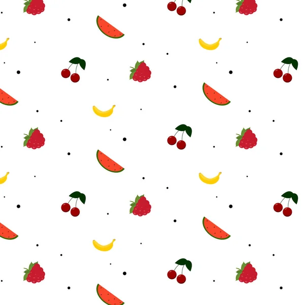 Seamless Background Fruits Summer Pattern Fruits Vector Illustration — Stock Vector