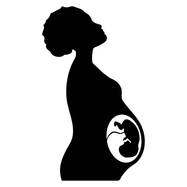 Silhouette Einer Schwangeren Frau Mit Einem Kind Bauch Vektorillustration — Stockvektor