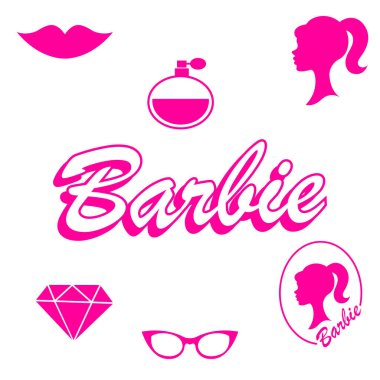Barbie çıkartmaları. Bebek çıkartmaları. Barbie çıkartmalarının vektör illüstrasyonu