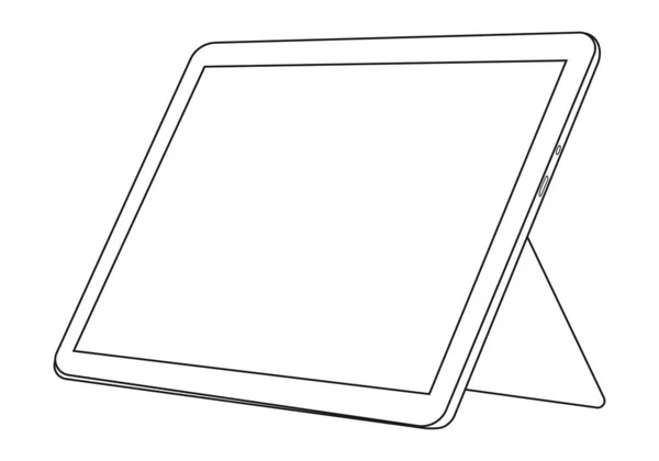 Jeden Řádek Tablet Obrazovkou Plochá Vektorová Ilustrace Tableta Zázemím — Stockový vektor