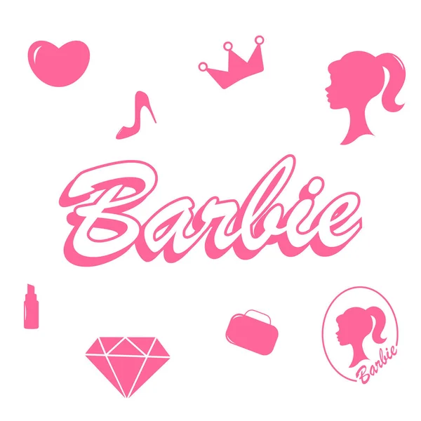 Pegatinas Barbie Pegatinas Muñecas Ilustración Vectorial Pegatinas Barbie  Vector de stock por ©oksasmm@gmail.com 669907506