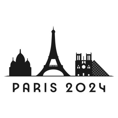 Paris 2024. Paris 'te oyun. Vektör illüstrasyonu