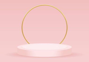 Podyum. Gerçekçi 3D silindir kaide podyumu seti. Ürünler için asgari sahne sahne sahne sahne gösterisi, tanıtım gösterisi. Gölgede vektör geometrik biçimler.