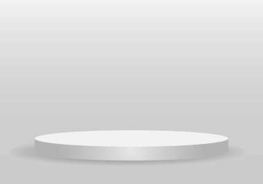 Podyum. Gerçekçi 3D silindir kaide podyumu seti. Ürünler için asgari sahne sahne sahne sahne gösterisi, tanıtım gösterisi. Gölgede vektör geometrik biçimler.
